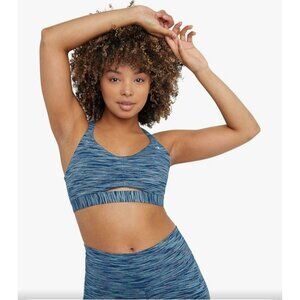 Champion Athletic Womens Soft Touch Eco Ruched Sports Bra Small Blue Workout